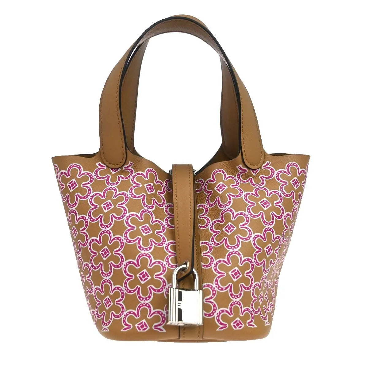 Hermes Picotin Lock Lucky Daisy Printed Swift Brown Leather Handbag (Pre-Owned)