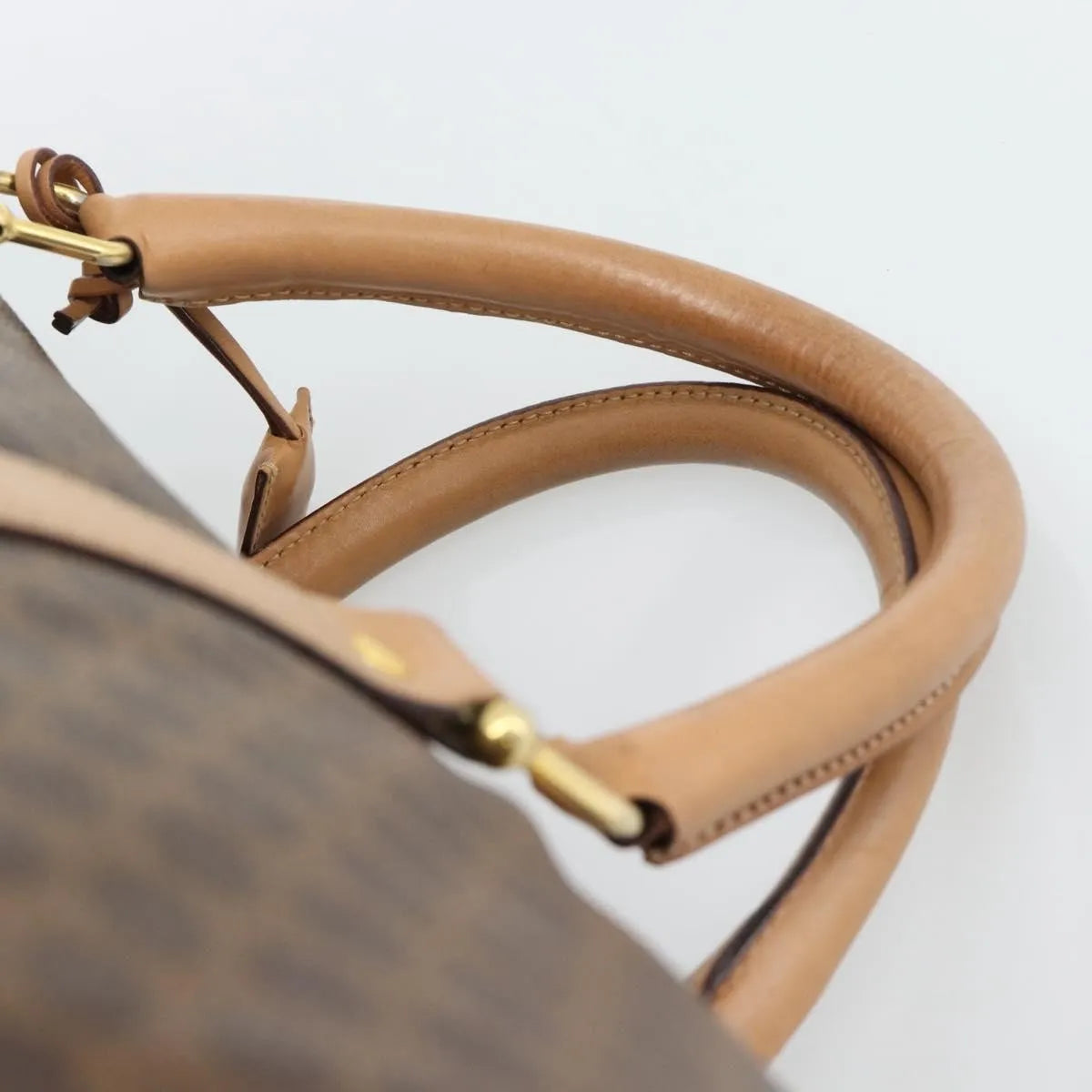 Celine Vintage Duffle Canvas And Leather Brown Canvas Travel Bag Bag (Pre-Owned)