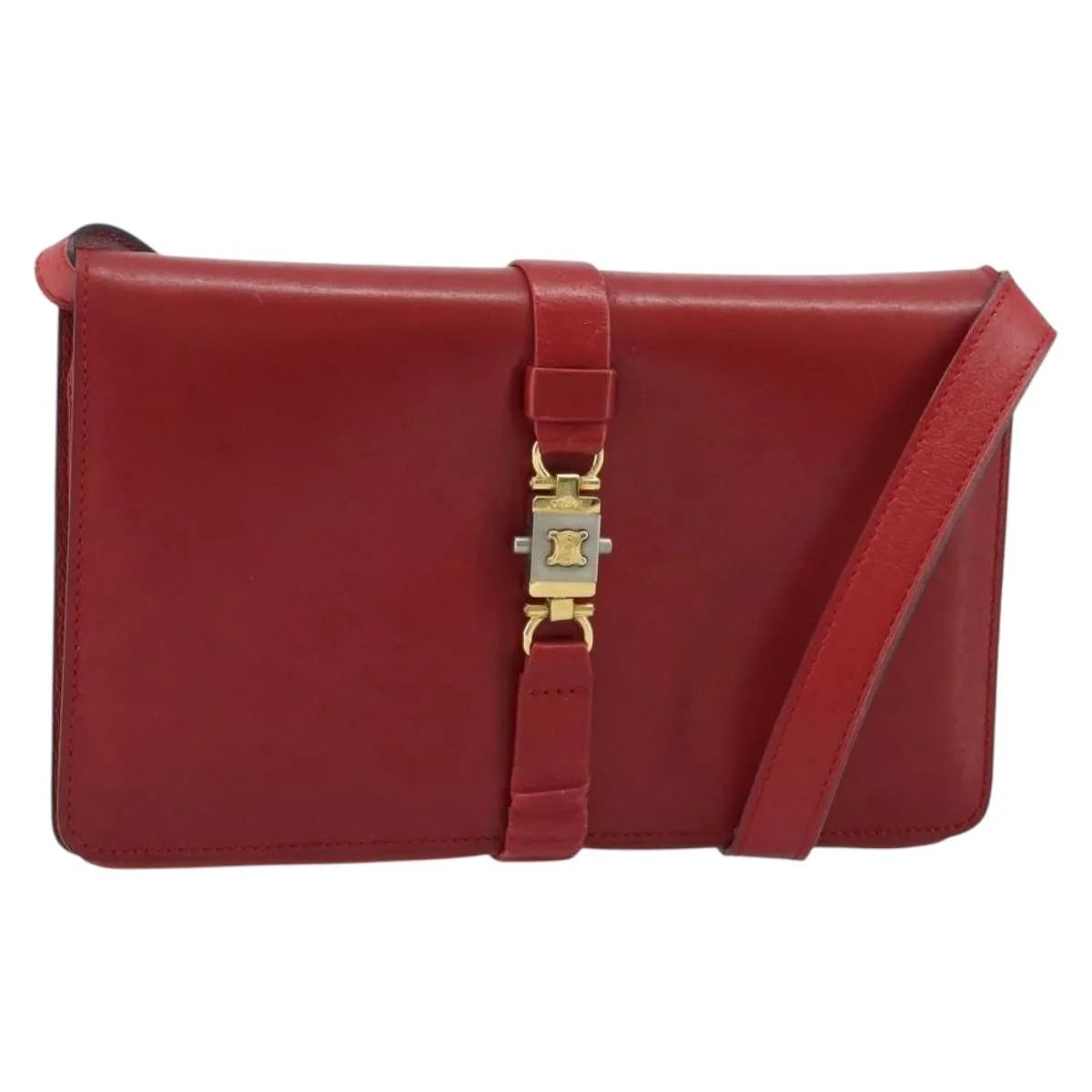 Celine Vintage Leather Red Leather Shoulder Bag Bag (Pre-Owned)