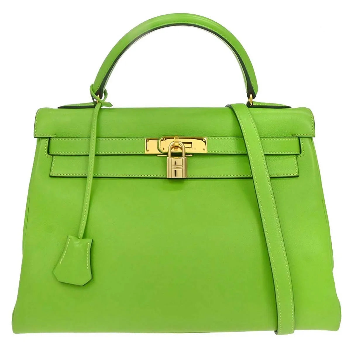 Hermes Kelly Sellier Gullliver Green Calfskin Handbag (Pre-Owned)