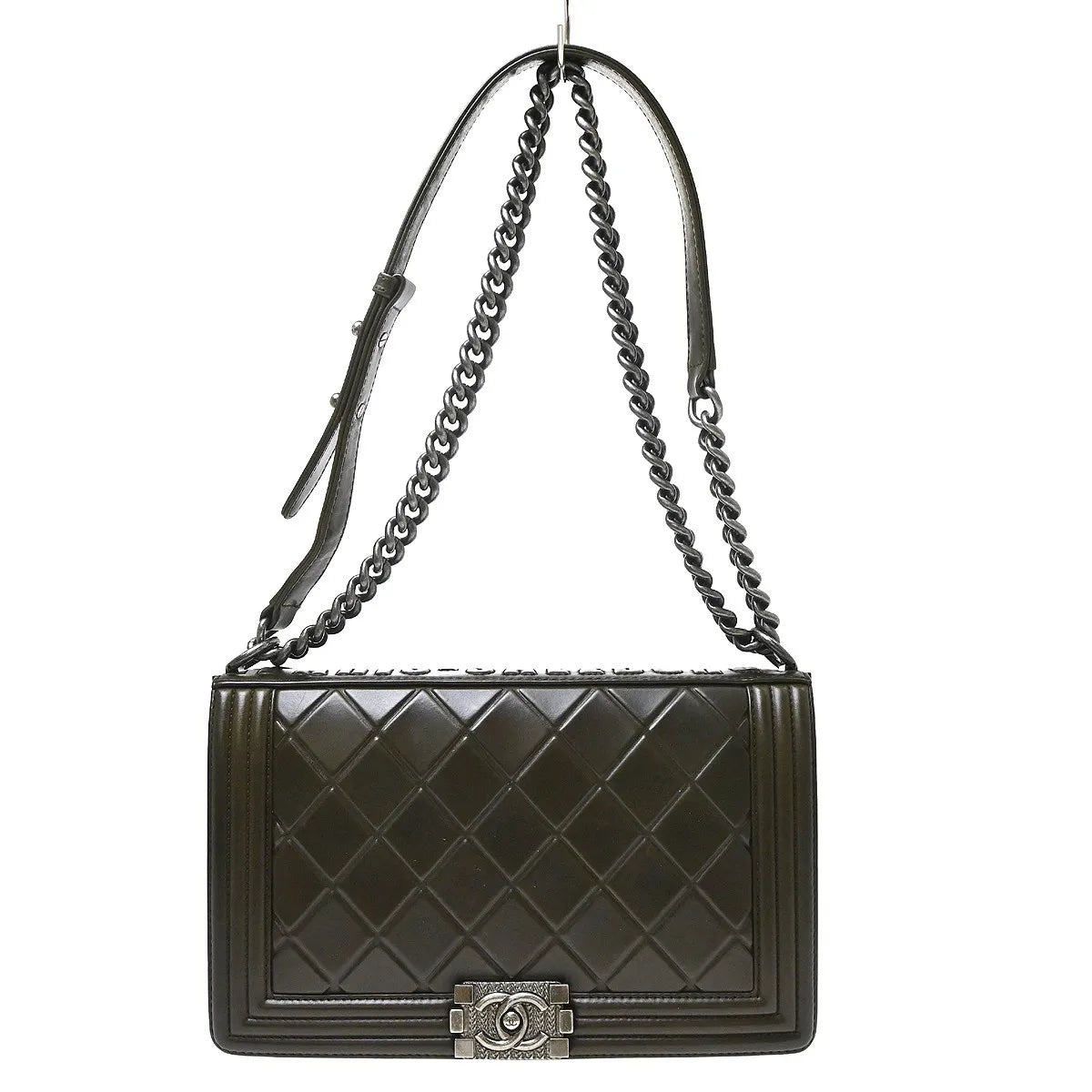 Chanel Paris-Salzburg Boy Flap Embossed Calfskin Brown Leather Shoulder Bag Bag (Pre-Owned)