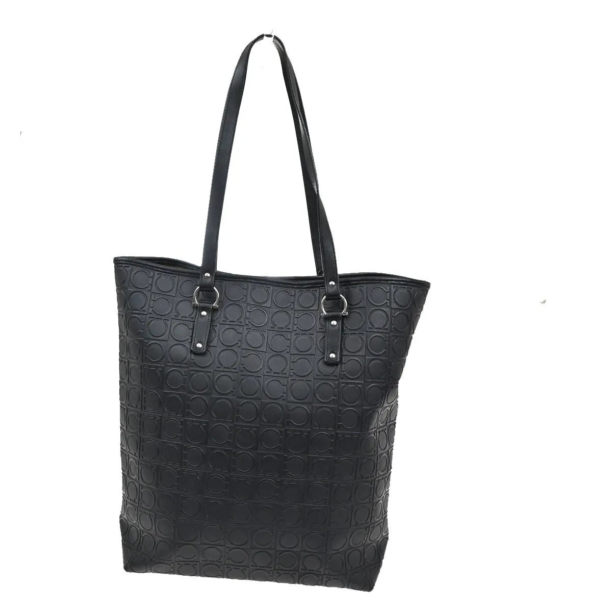 Salvatore Ferragamo Gancini Tote Gancini Canvas Black Canvas Tote Bag Bag (Pre-Owned)