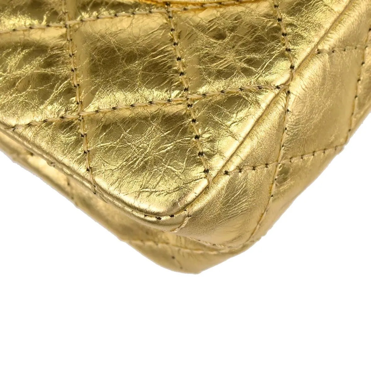 Chanel Reissue 2.55 Flap Metallic Leather Gold Calfskin Handbag (Pre-Owned)