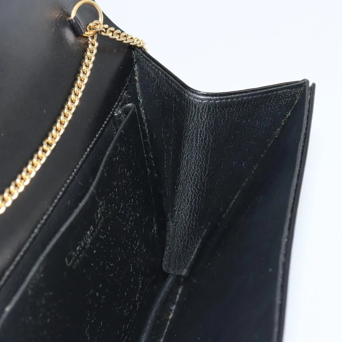 Christian Dior Vintage Clipper Closure Clutch With Logo Leather Black Leather Crossbody Bag Bag (Pre-Owned)