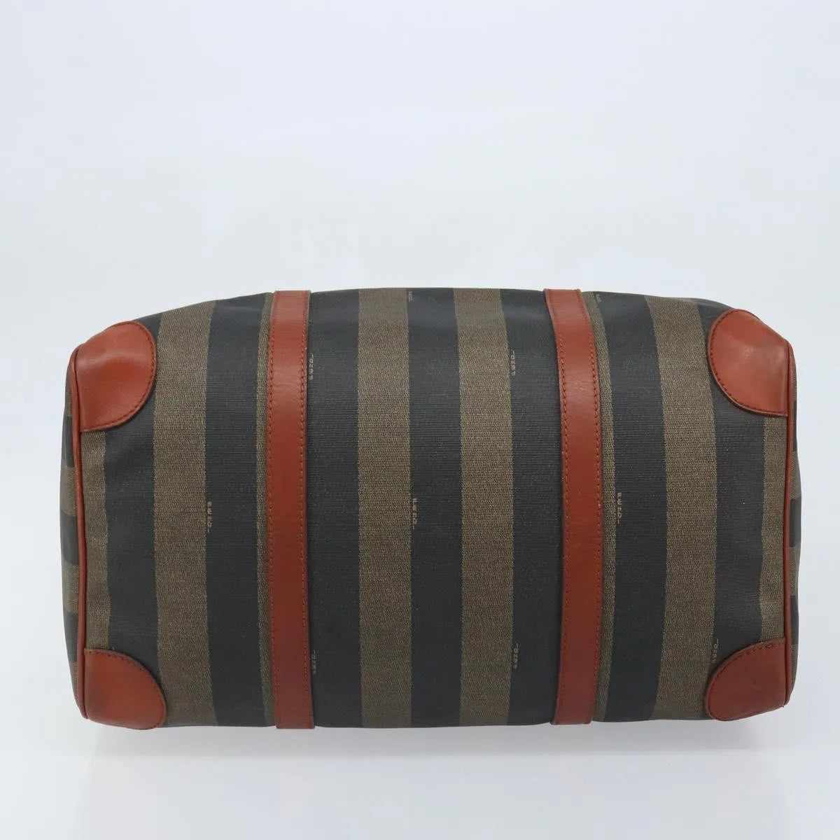 Fendi Vintage Pequin Boston Coated Canvas Brown Canvas Travel Bag Bag (Pre-Owned)