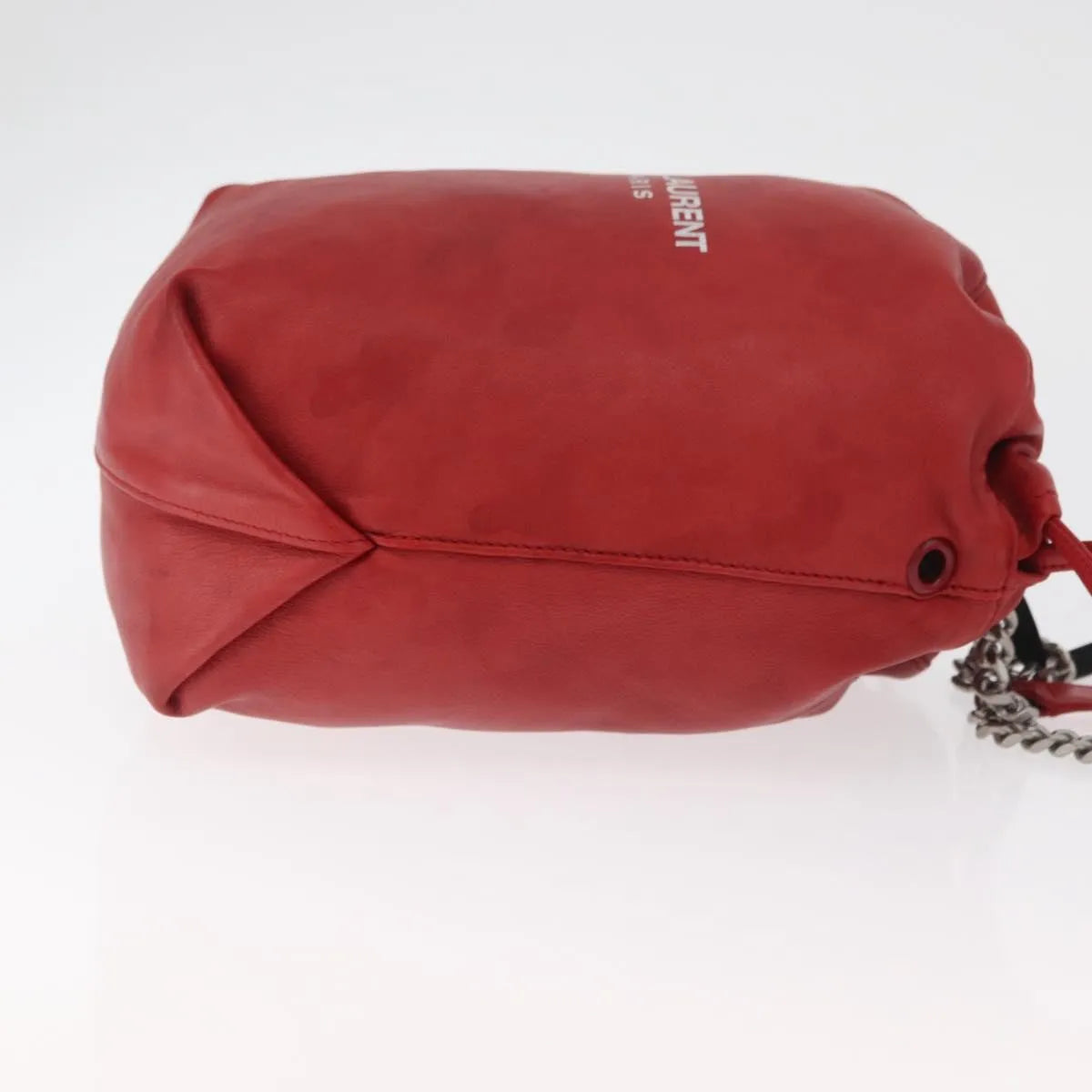 Saint Laurent Teddy Bucket Leather Red Leather Shoulder Bag Bag (Pre-Owned)