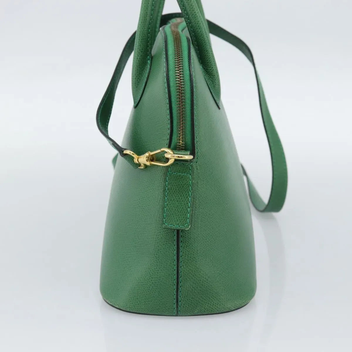 Celine Vintage Convertible Bowler Leather Green Leather Handbag (Pre-Owned)