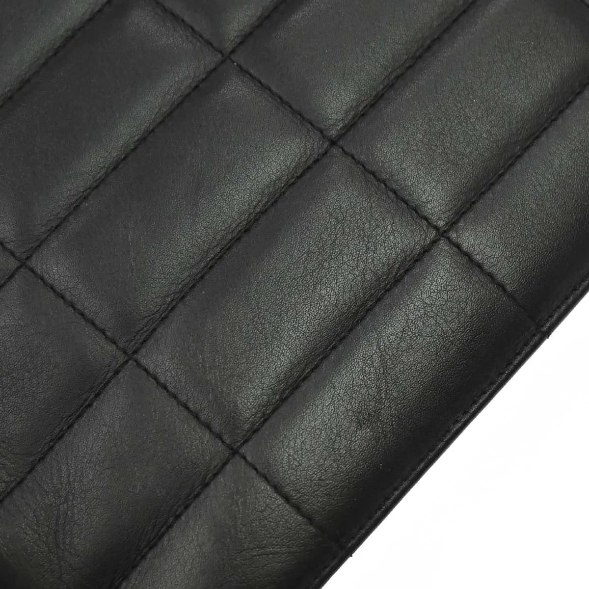 Chanel Vintage Chocolate Bar Tote Quilted Leather Black Leather Tote Bag Bag (Pre-Owned)