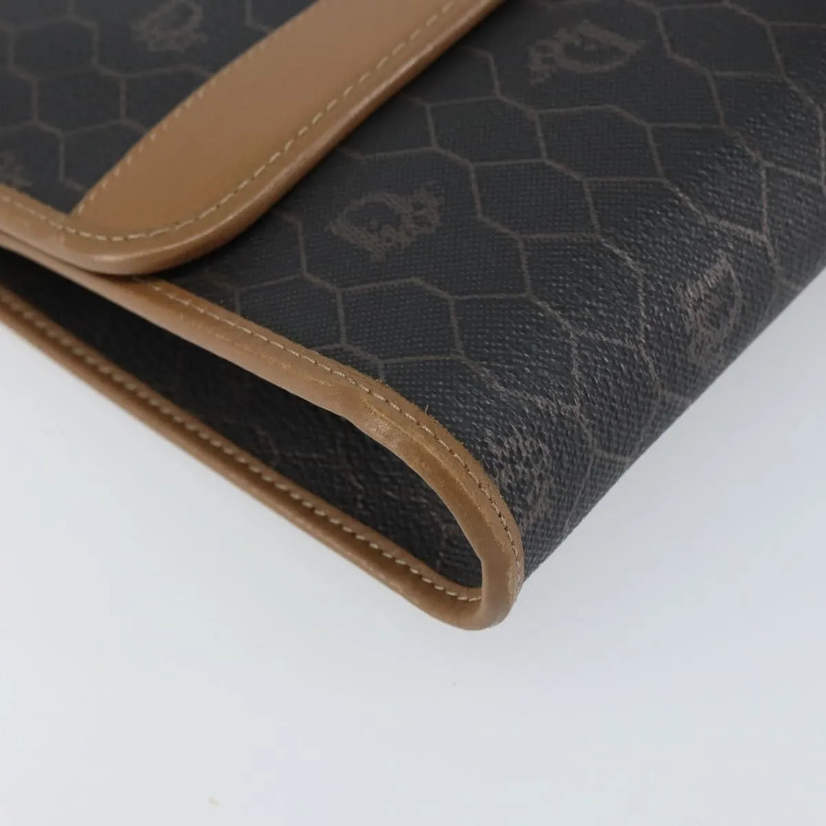 Christian Dior Vintage Honeycomb Chain Canvas Black Canvas Shoulder Bag Bag (Pre-Owned)