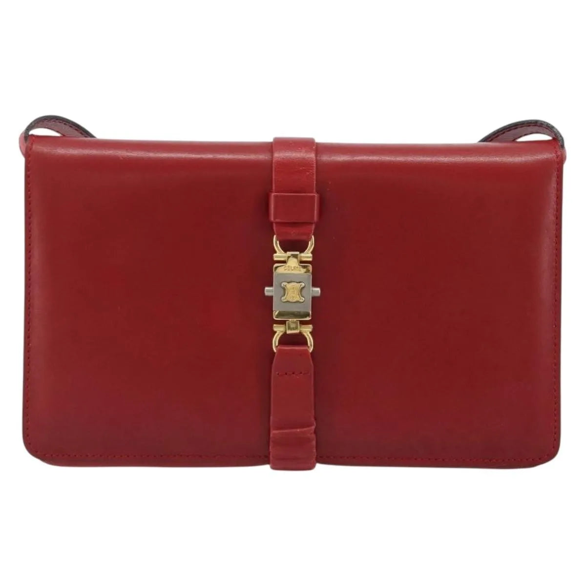 Celine Vintage Leather Red Leather Shoulder Bag Bag (Pre-Owned)