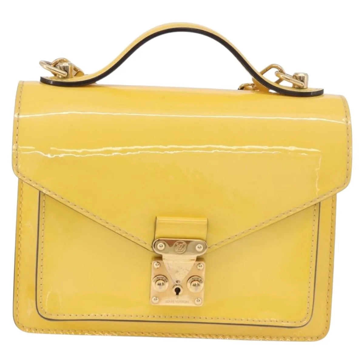 Louis Vuitton Monceau Vernis Yellow Patent_Leather Handbag (Pre-Owned)