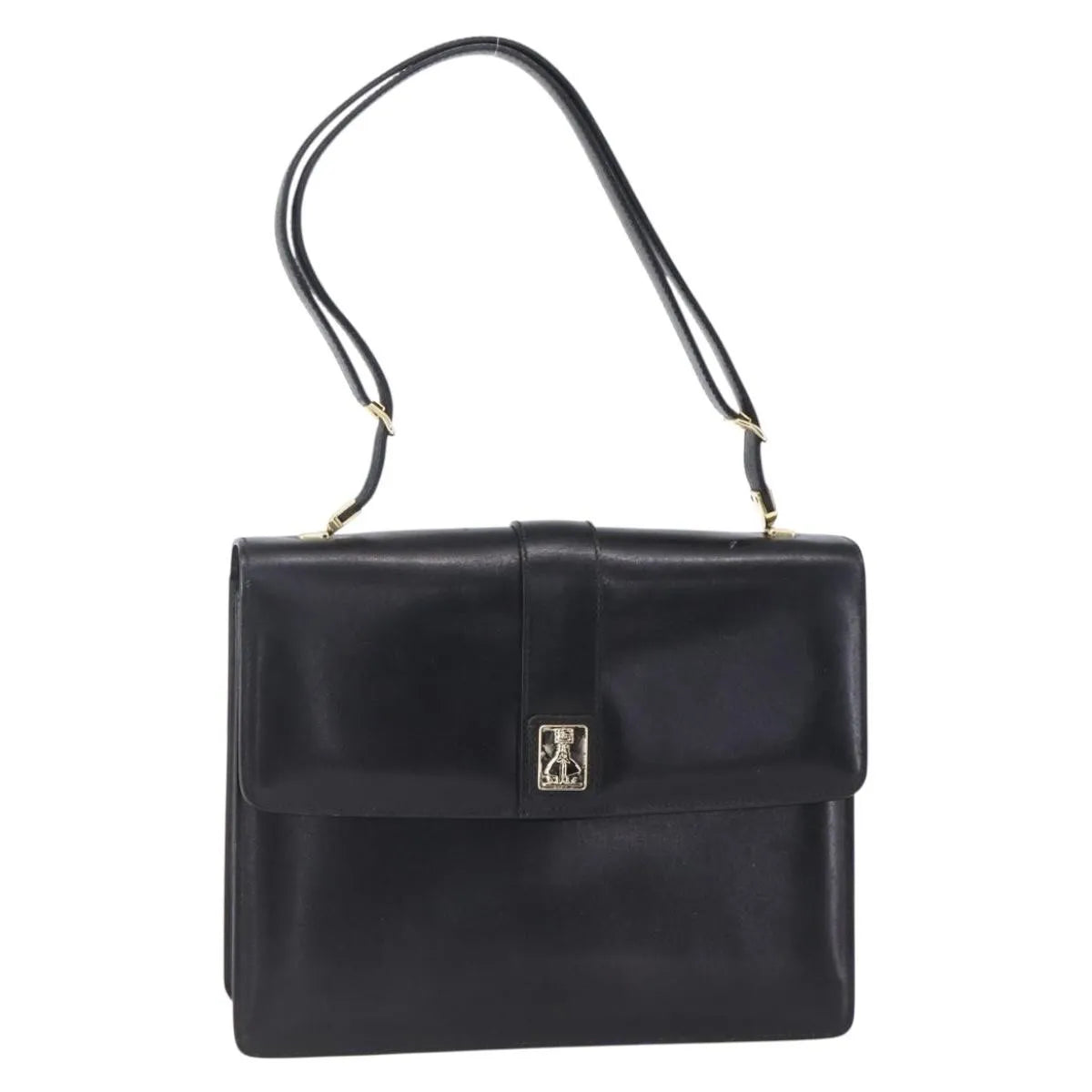 Burberry Nova Check Shoulder Bag Leather Black Leather Shoulder Bag Bag (Pre-Owned)