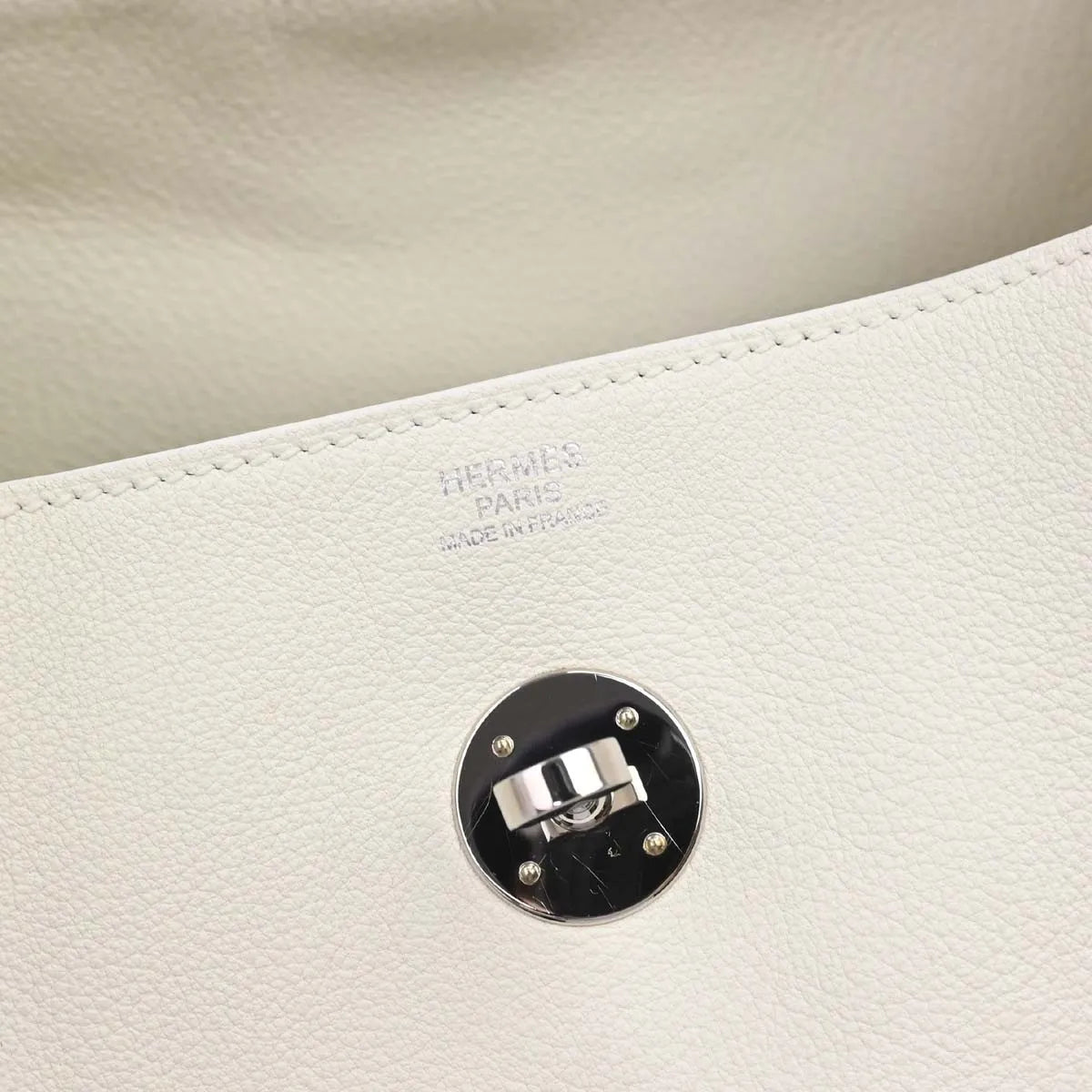 Hermes Lindy Evercolor White Leather Shoulder Bag Bag (Pre-Owned)