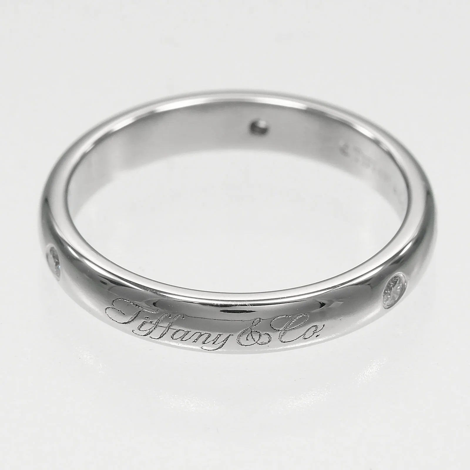 Tiffany & Co. Notes Wedding Band Platinum With Diamonds Silver Platinum Ring Jewelry (Pre-Owned)