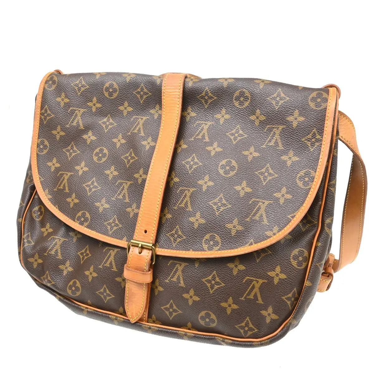 Louis Vuitton Saumur Handbag Monogram Canvas Brown Canvas Shoulder Bag Bag (Pre-Owned)