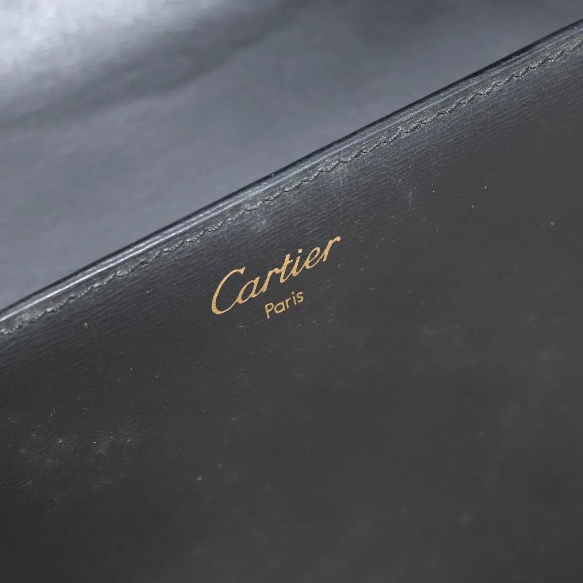 Cartier Vintage Briefcase Leather Black Leather Briefcase Bag (Pre-Owned)