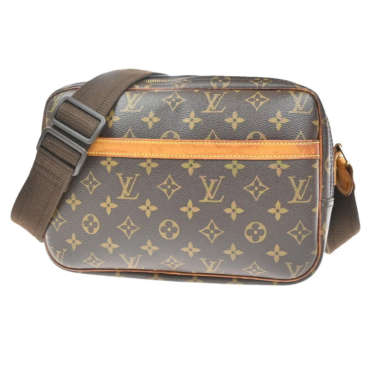 Louis Vuitton Reporter Monogram Canvas Brown Leather Shoulder Bag Bag (Pre-Owned)