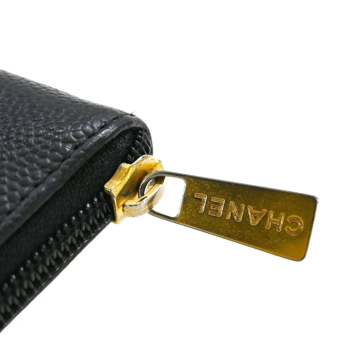 Chanel Portefeuille Long Cc Logo Calfskin Leather Black Leather Wallets Accessory (Pre-Owned)