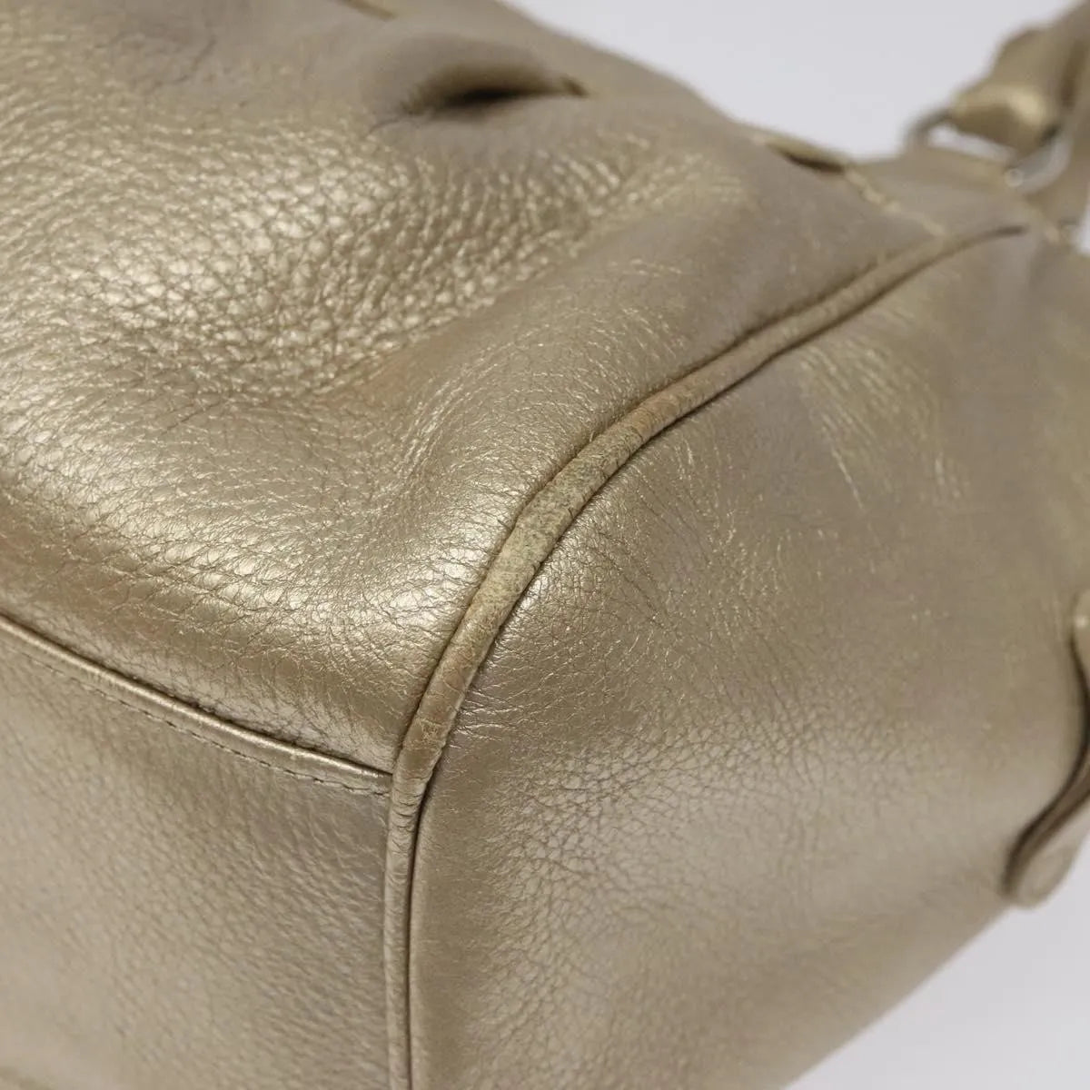 Salvatore Ferragamo Gancini Zip Tote Leather Gold Leather Handbag (Pre-Owned)