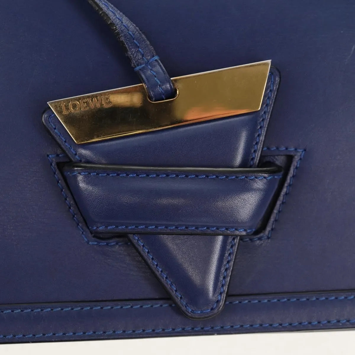Loewe Barcelona Leather Blue Leather Shoulder Bag Bag (Pre-Owned)