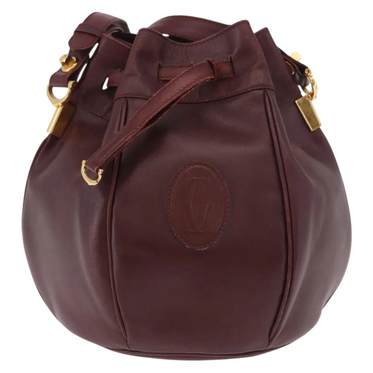 Cartier Must De Cartier Leather Burgundy Leather Shoulder Bag Bag (Pre-Owned)
