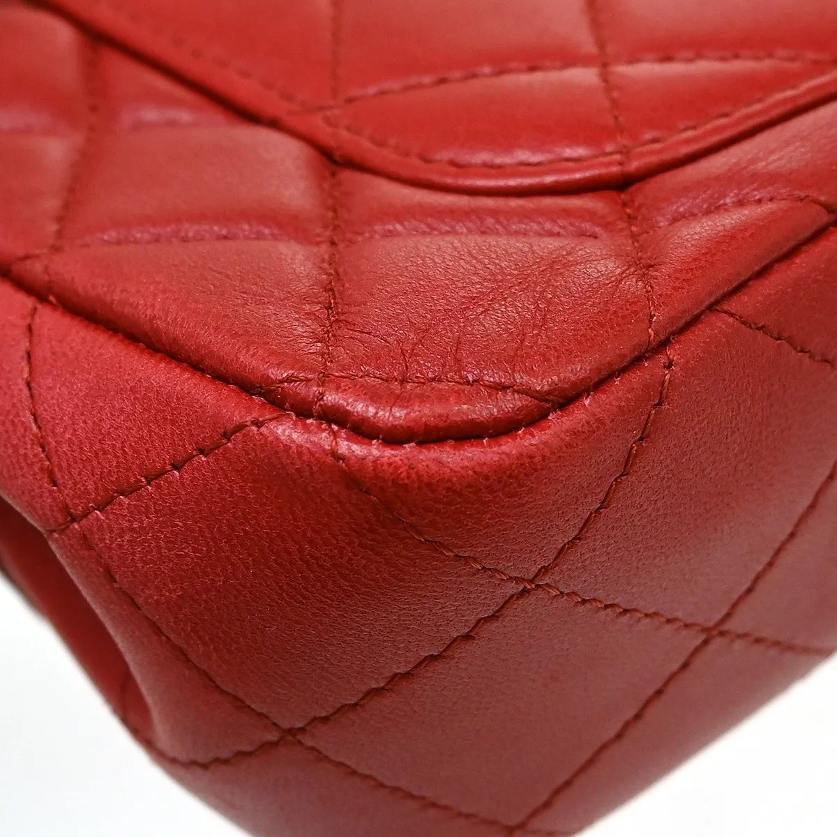 Chanel Vintage Classic Single Flap Quilted Lambskin Red Leather Shoulder Bag Bag (Pre-Owned)