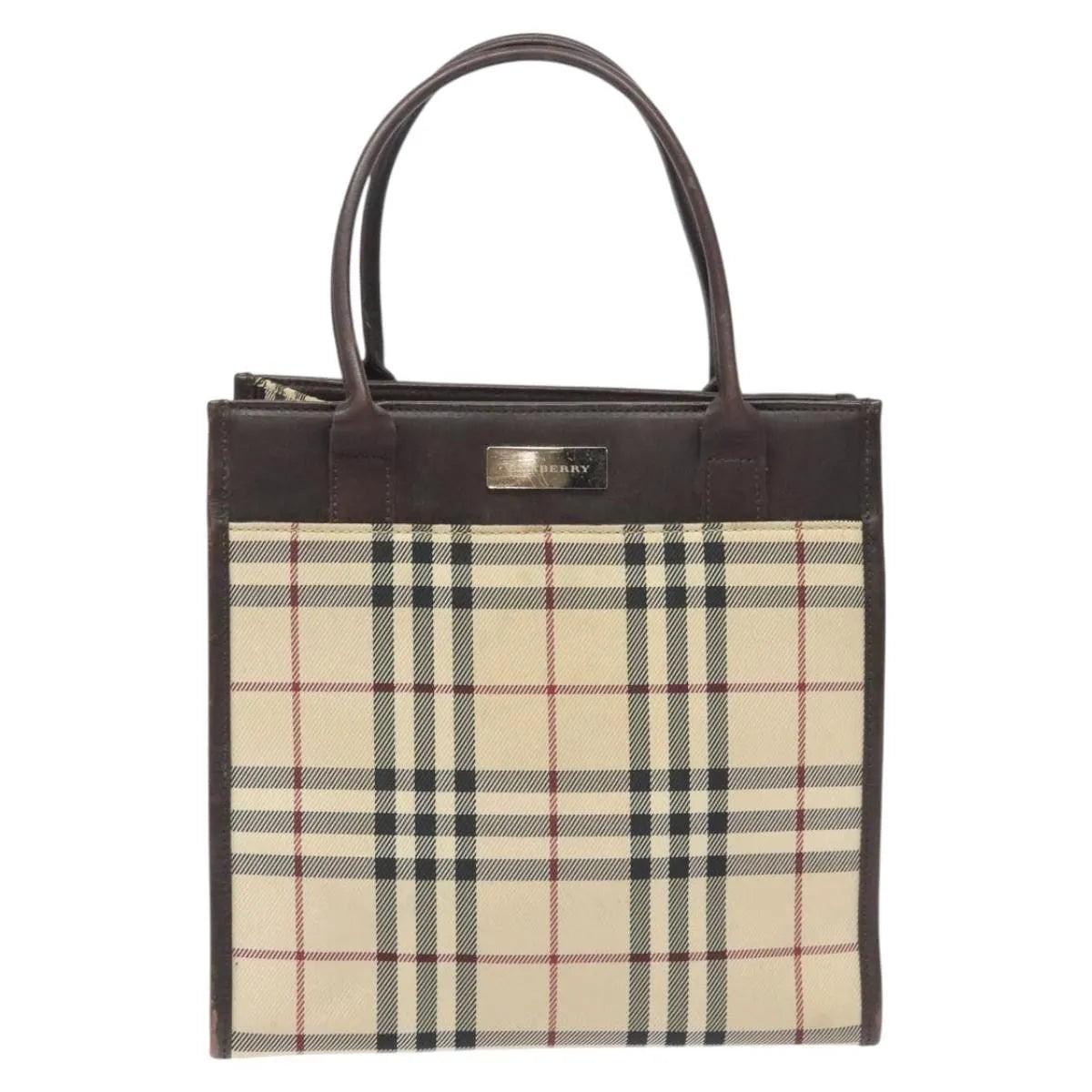 Burberry Nova Check Nylon Beige Nylon Handbag (Pre-Owned)