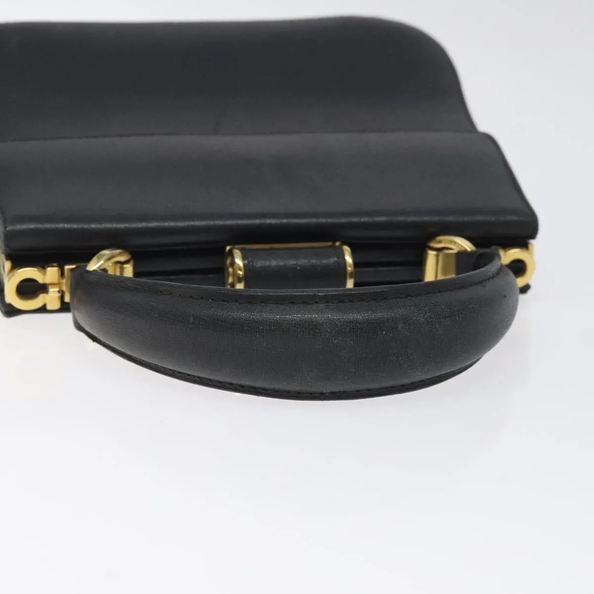 Salvatore Ferragamo Convertible Top Handle Leather Black Leather Handbag (Pre-Owned)