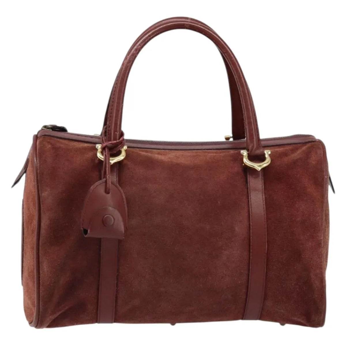 Cartier Must De Cartier Suede Burgundy Suede Handbag (Pre-Owned)