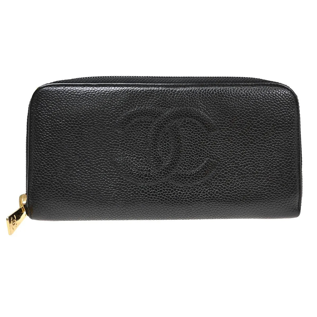Chanel Timeless Cc Zipped Caviar Black Leather Wallets Accessory (Pre-Owned)