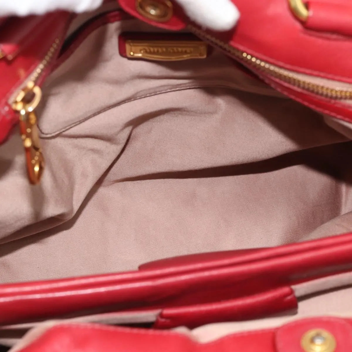 Miu Miu Matelassé Nappa Leather Top Handle Bag Leather Red Leather Shoulder Bag Bag (Pre-Owned)