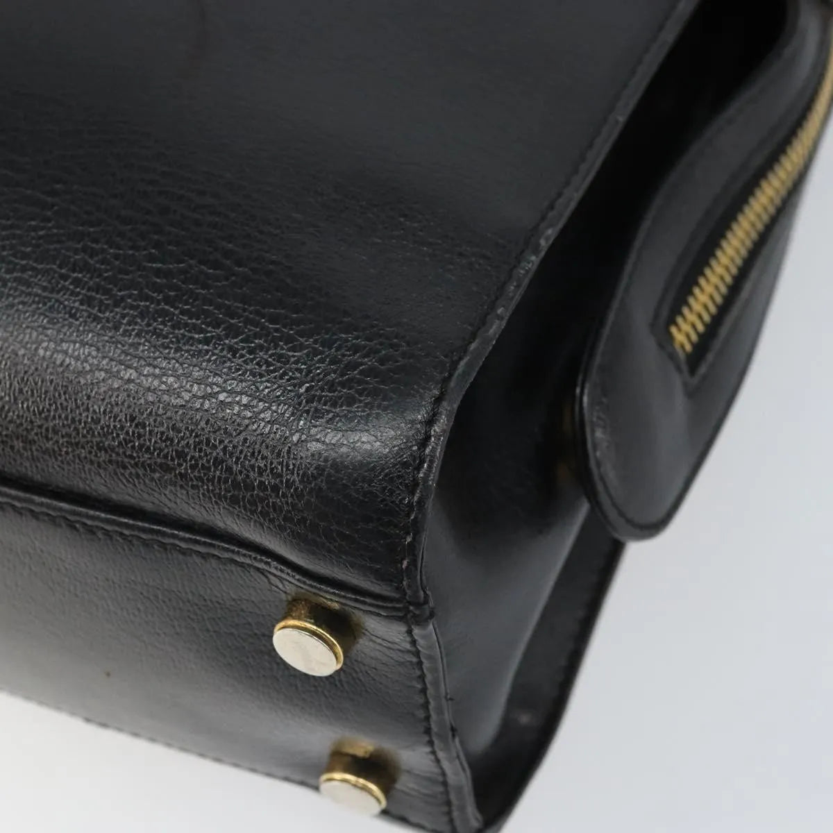 Salvatore Ferragamo Gancini Leather Black Leather Shoulder Bag Bag (Pre-Owned)