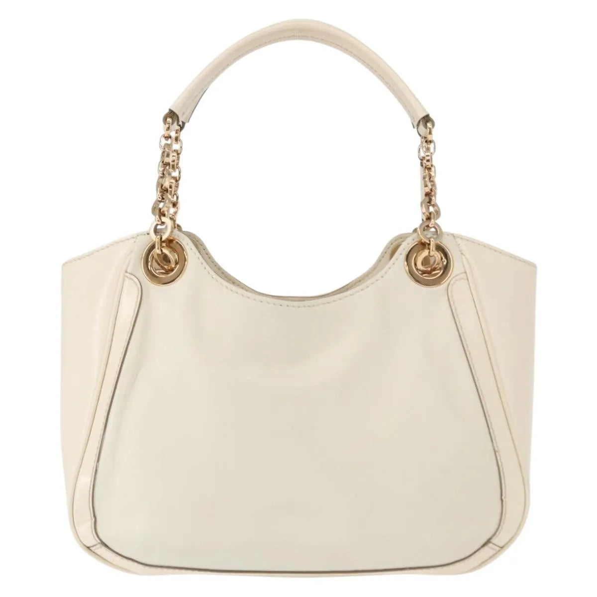 Salvatore Ferragamo Betulla Chain Tote Leather White Leather Handbag (Pre-Owned)