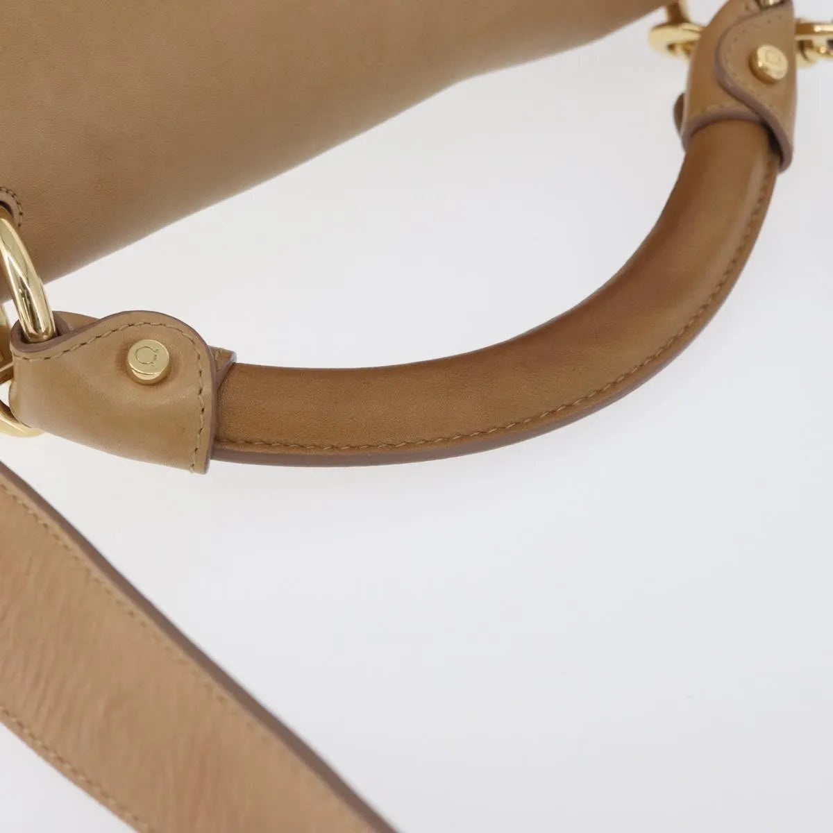 Salvatore Ferragamo Suzanna Satchel Smooth Leather Beige Leather Handbag (Pre-Owned)