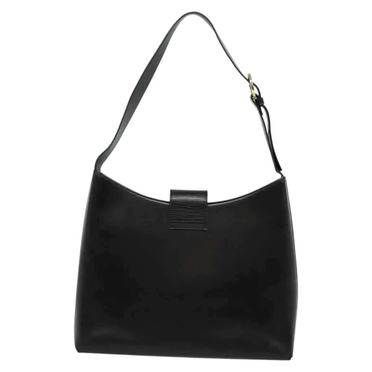 Salvatore Ferragamo Gancio Flap Hobo Leather Black Leather Shoulder Bag Bag (Pre-Owned)