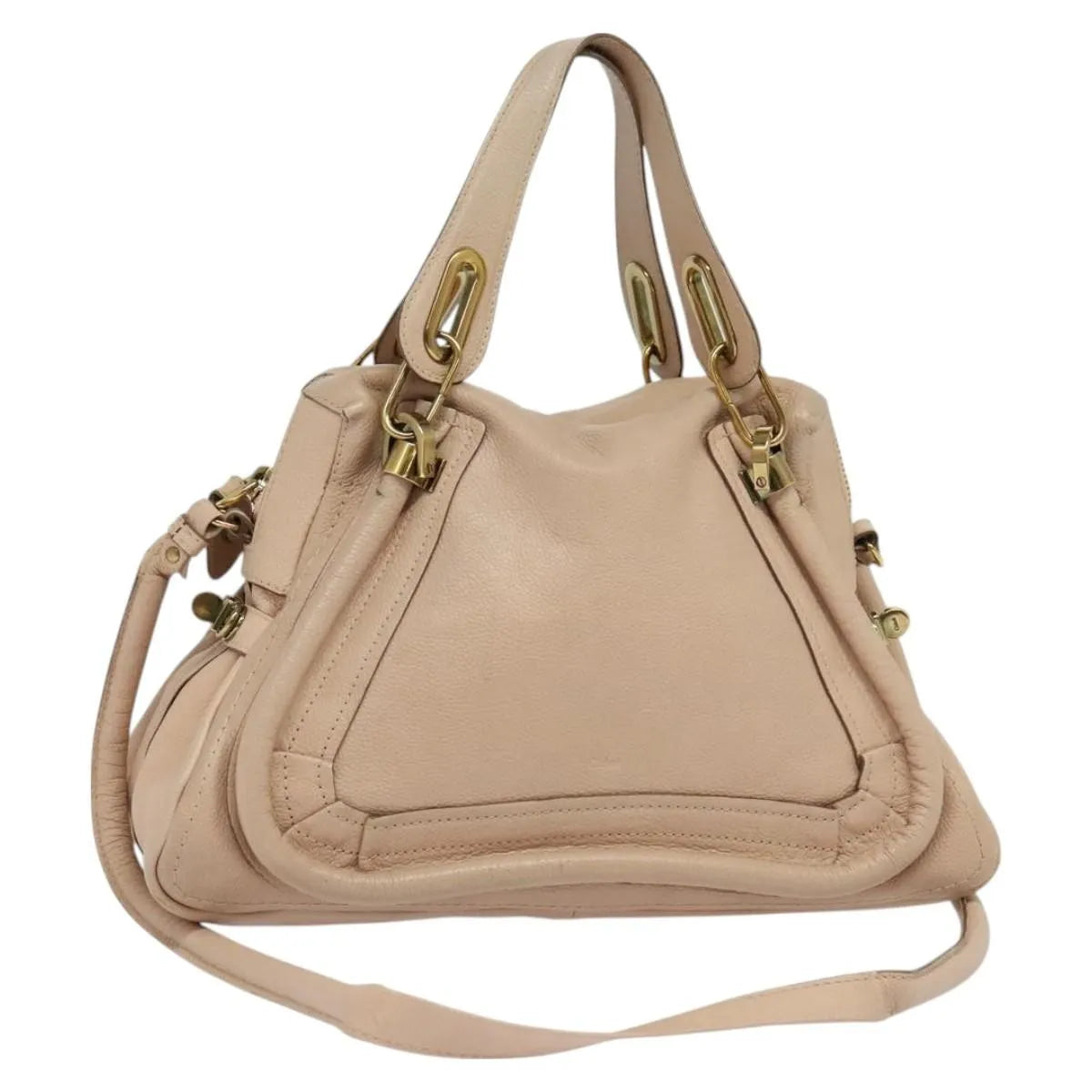 Chloe Paraty Quilted Leather Beige Leather Handbag (Pre-Owned)