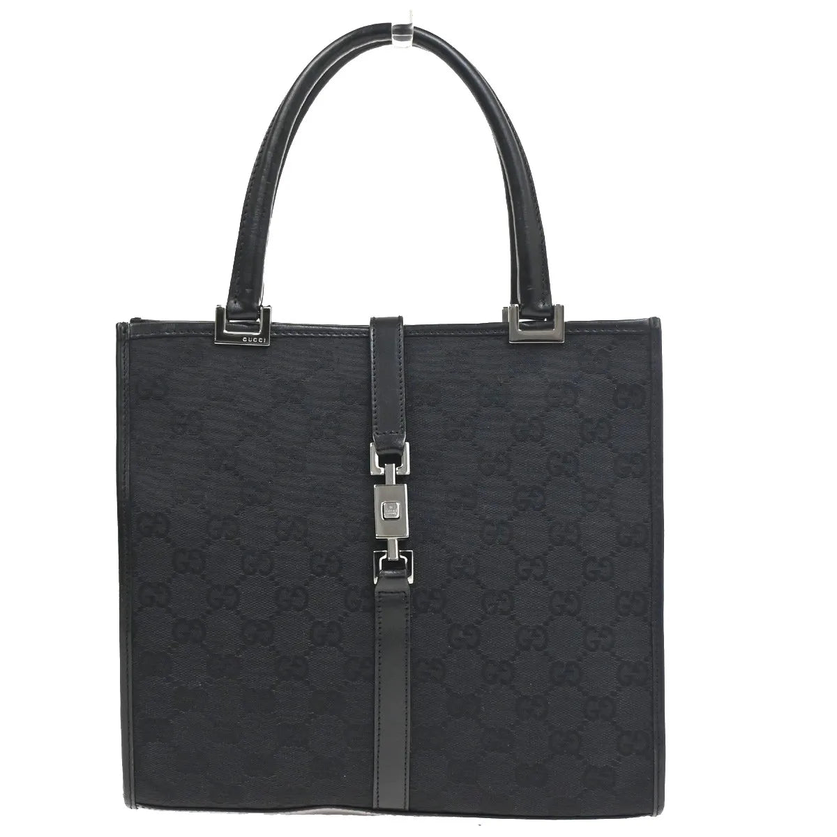 Gucci Jackie Tote Gg Canvas Black Canvas Handbag (Pre-Owned)