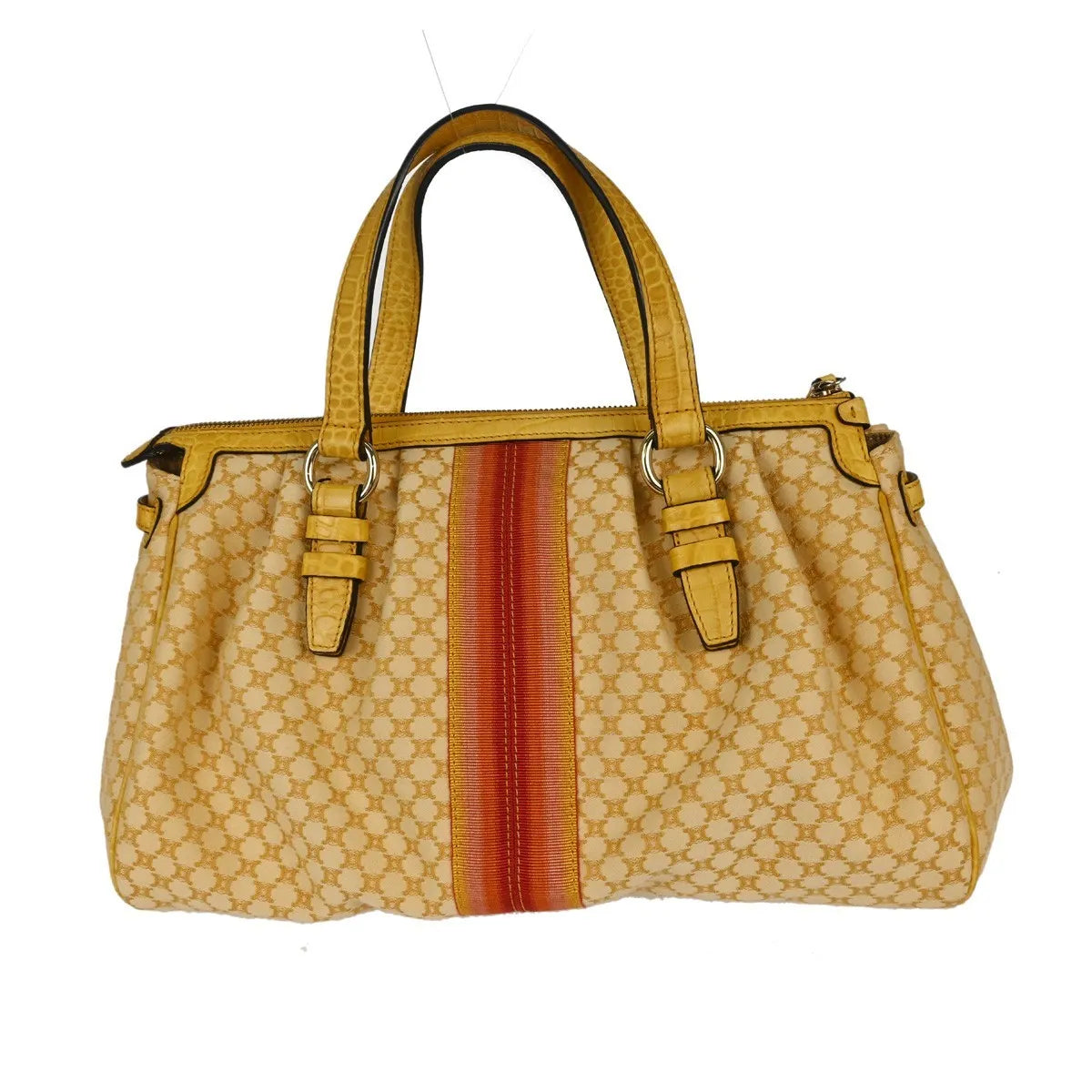 Celine Handbag Canvas Yellow Canvas Handbag (Pre-Owned)