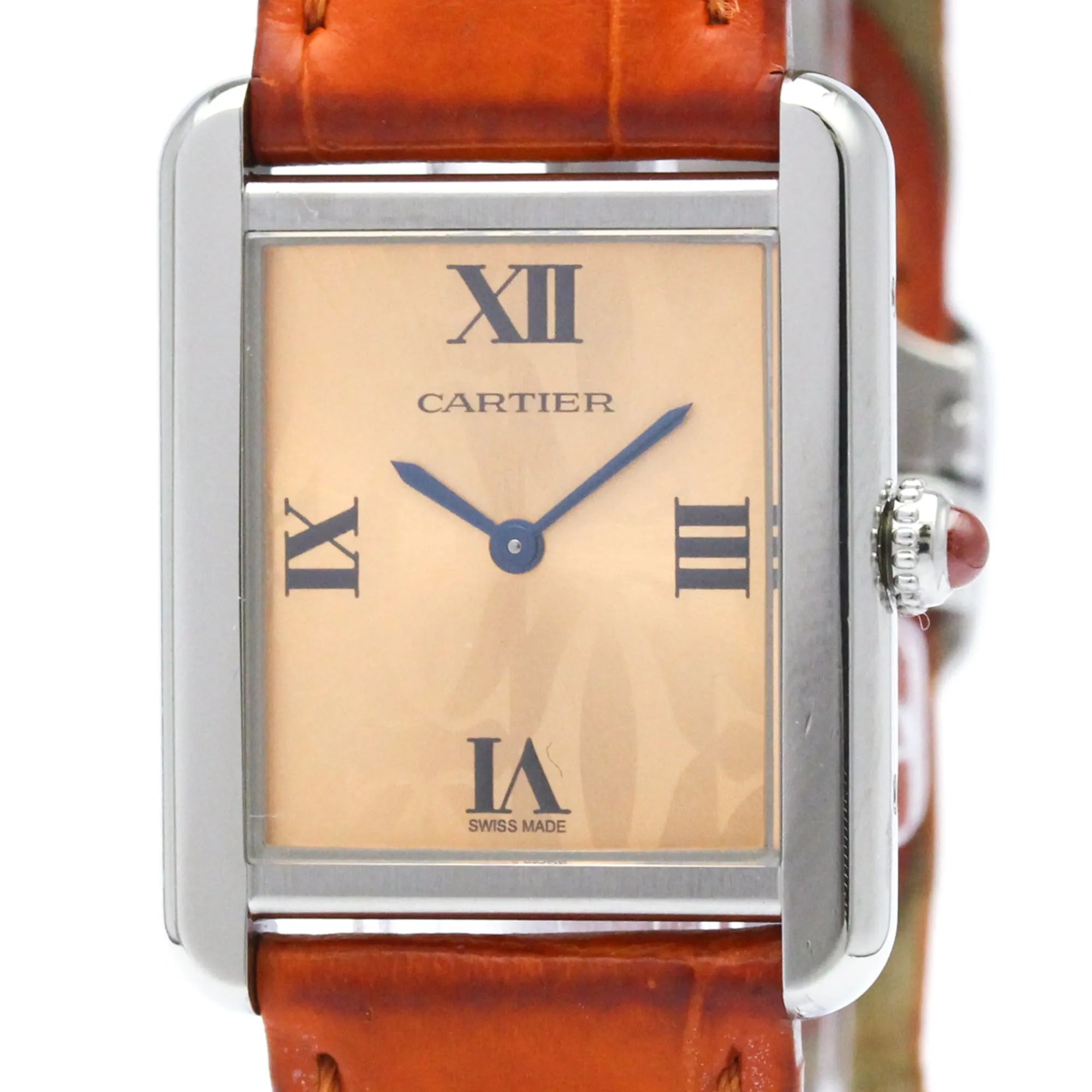 Cartier Tank Solo Quartz Rose Gold And Alligator Watch (Pre-Owned)