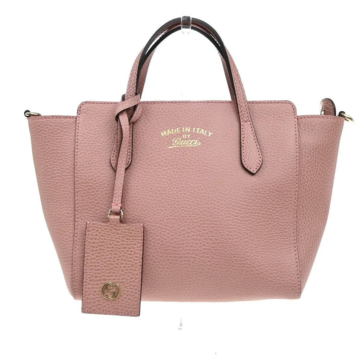 Gucci Swing Pebbled Leather Pink Leather Handbag (Pre-Owned)