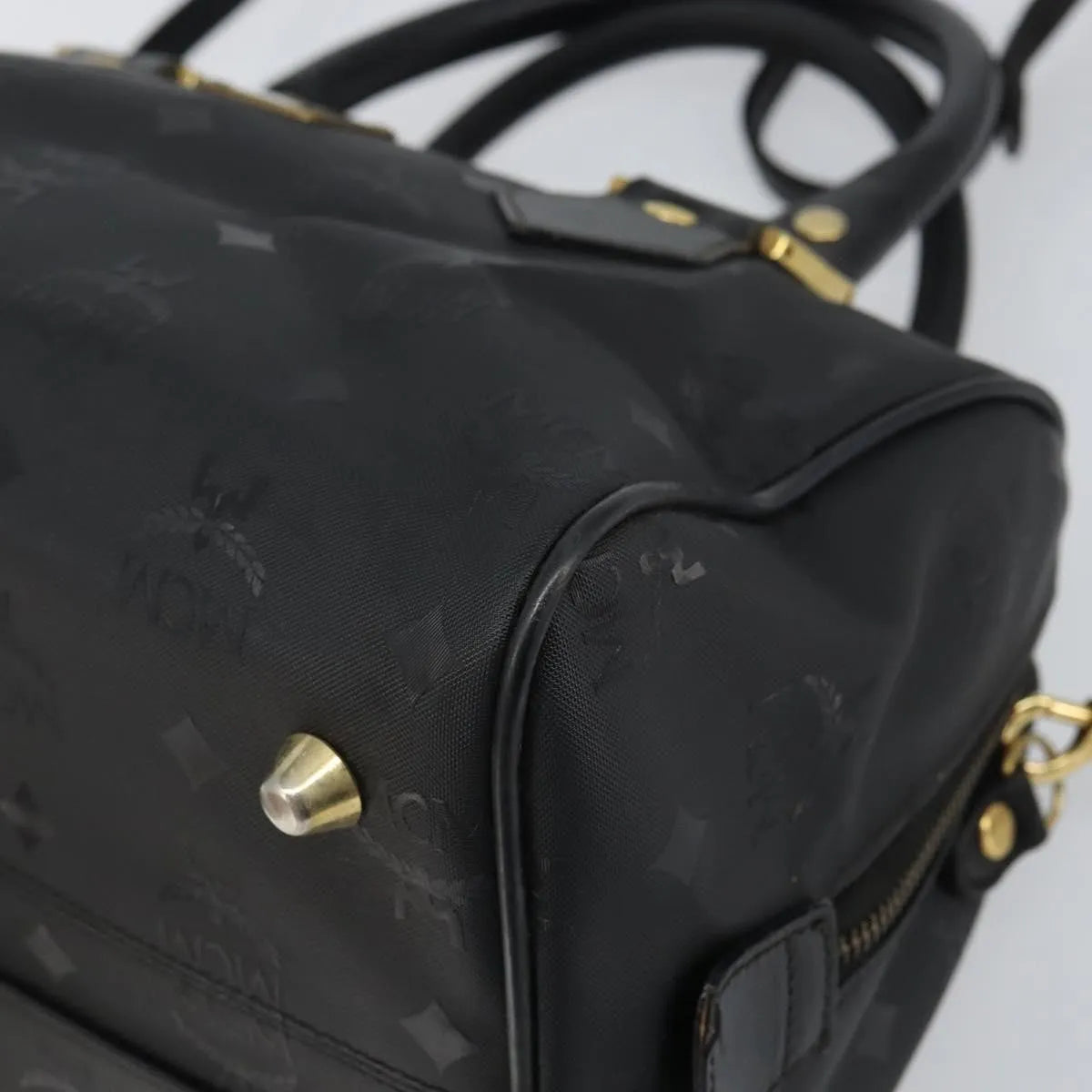 MCM Visetos Logogramme Canvas And Leather Black Canvas Handbag (Pre-Owned)