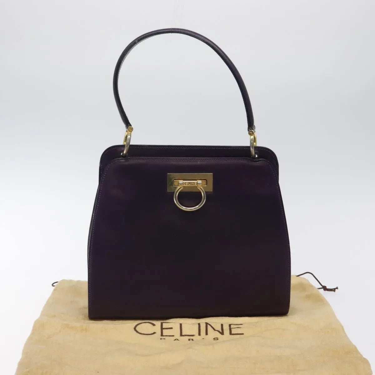 Celine Vintage Leather Purple Leather Handbag (Pre-Owned)