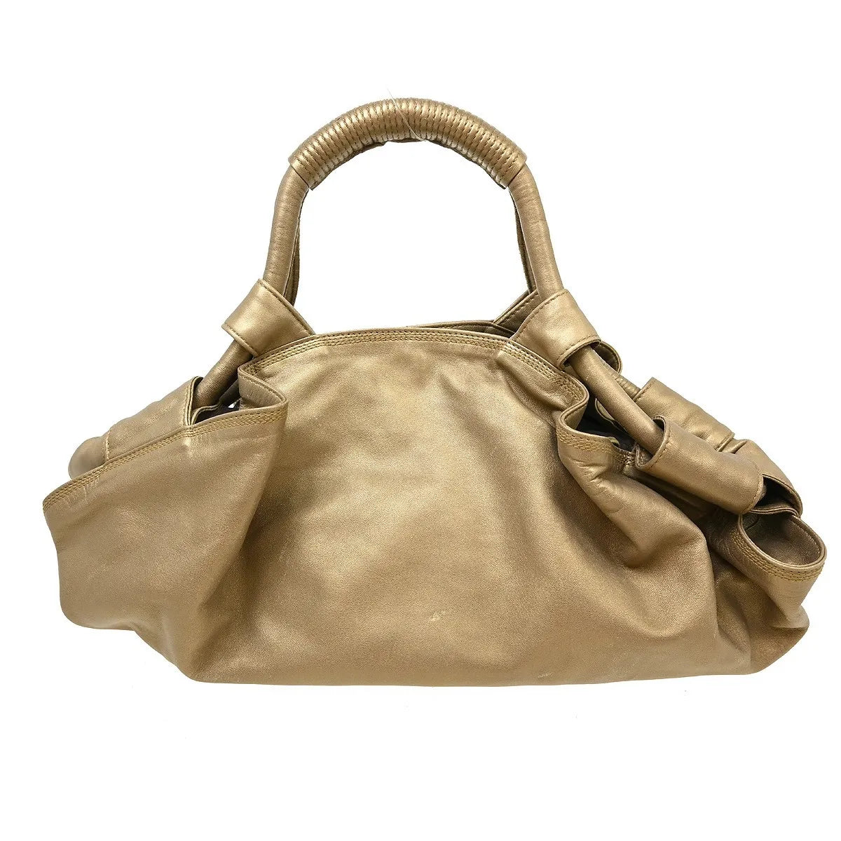 Loewe Anagram Logo Nappa Aire Hand Leather Gold Leather Handbag (Pre-Owned)