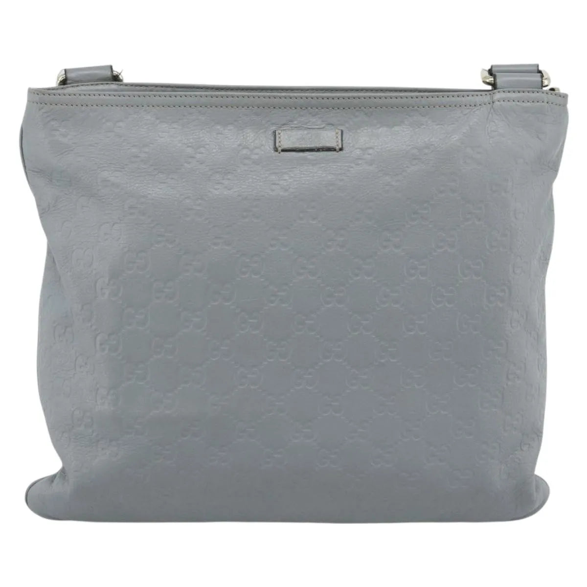 Gucci Zip Top Messenger Guccissima Leather Gray Canvas Shoulder Bag Bag (Pre-Owned)