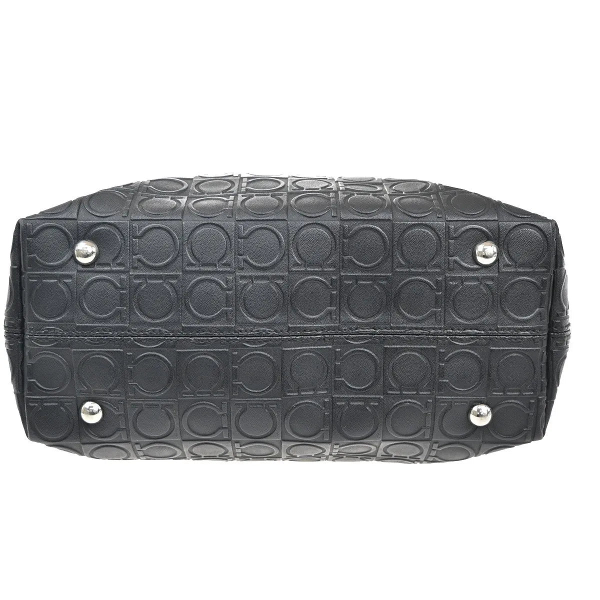 Salvatore Ferragamo Gancini Tote Gancini Canvas Black Canvas Tote Bag Bag (Pre-Owned)