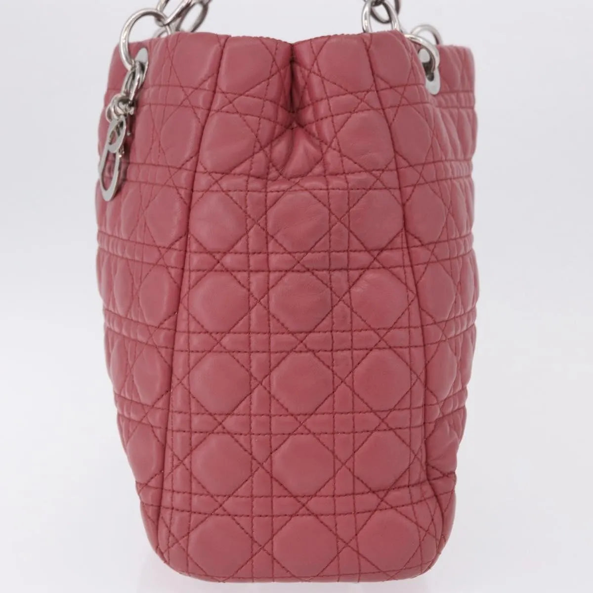 Christian Dior Soft Chain Tote Cannage Quilt Lambskin Pink Leather Handbag (Pre-Owned)