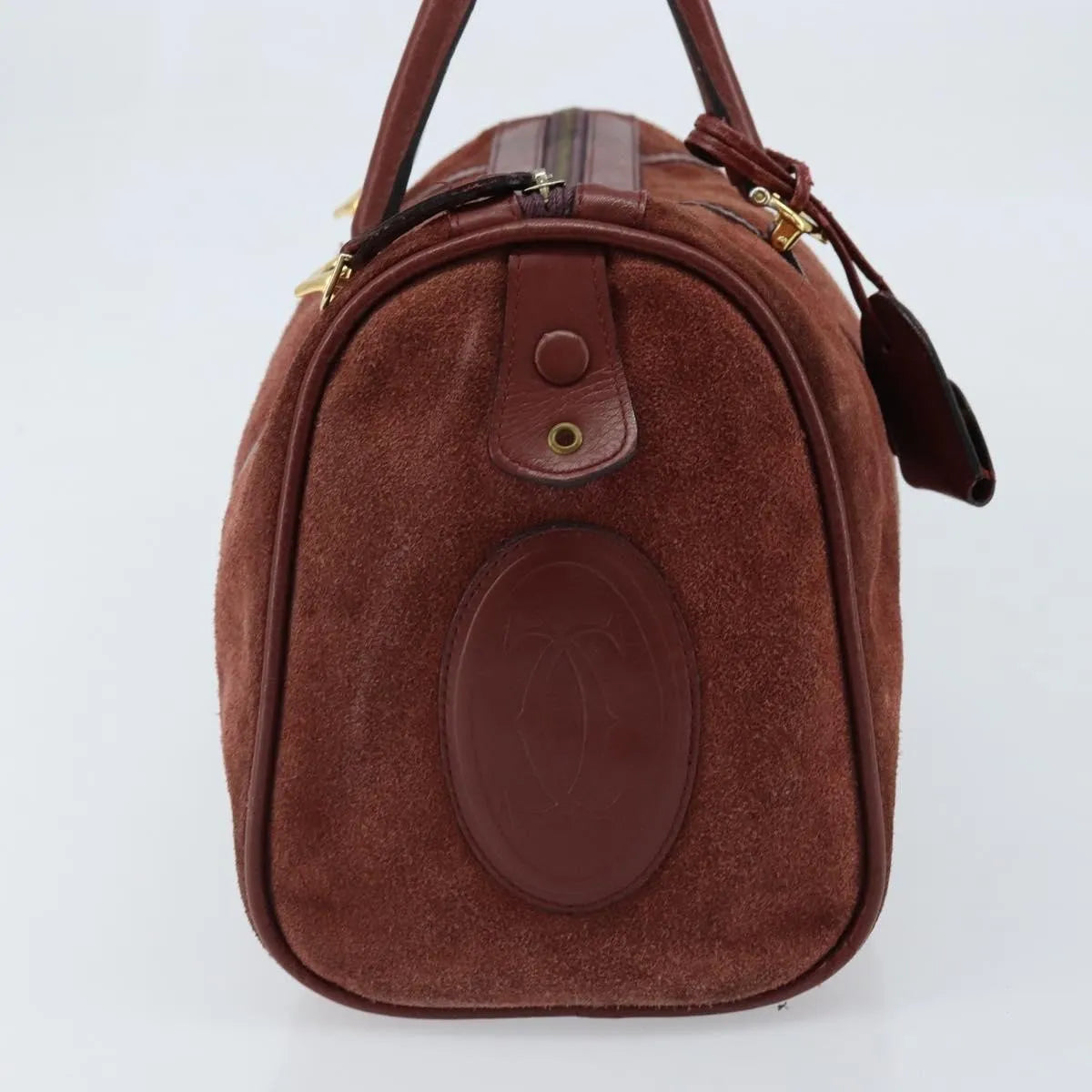 Cartier Must De Cartier Suede Burgundy Suede Handbag (Pre-Owned)
