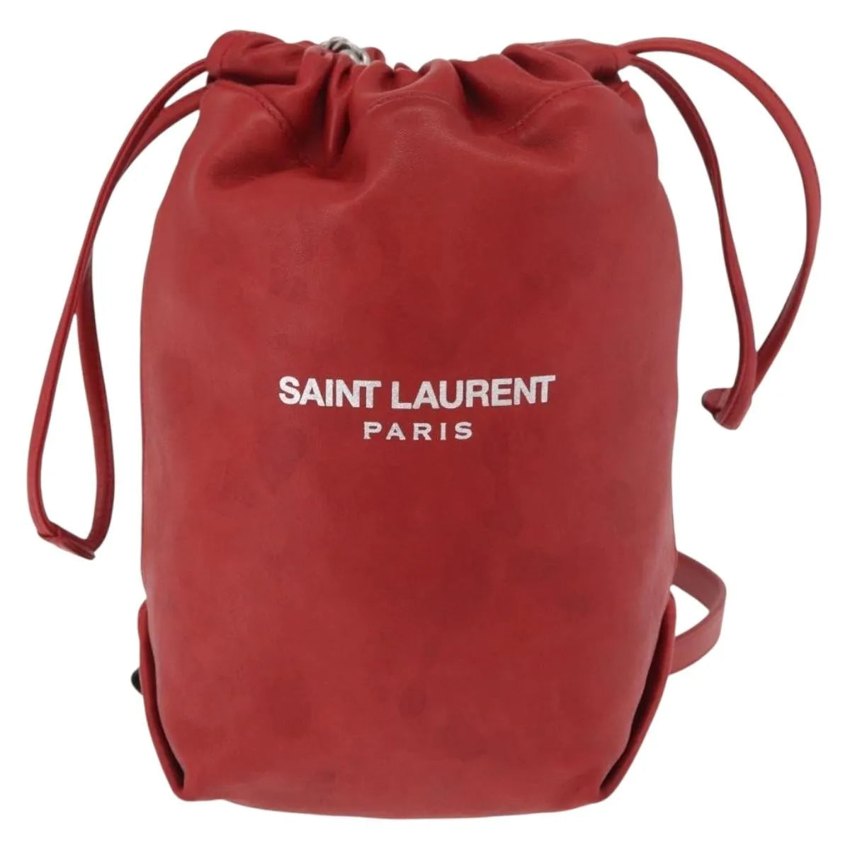 Saint Laurent Teddy Bucket Leather Red Leather Shoulder Bag Bag (Pre-Owned)