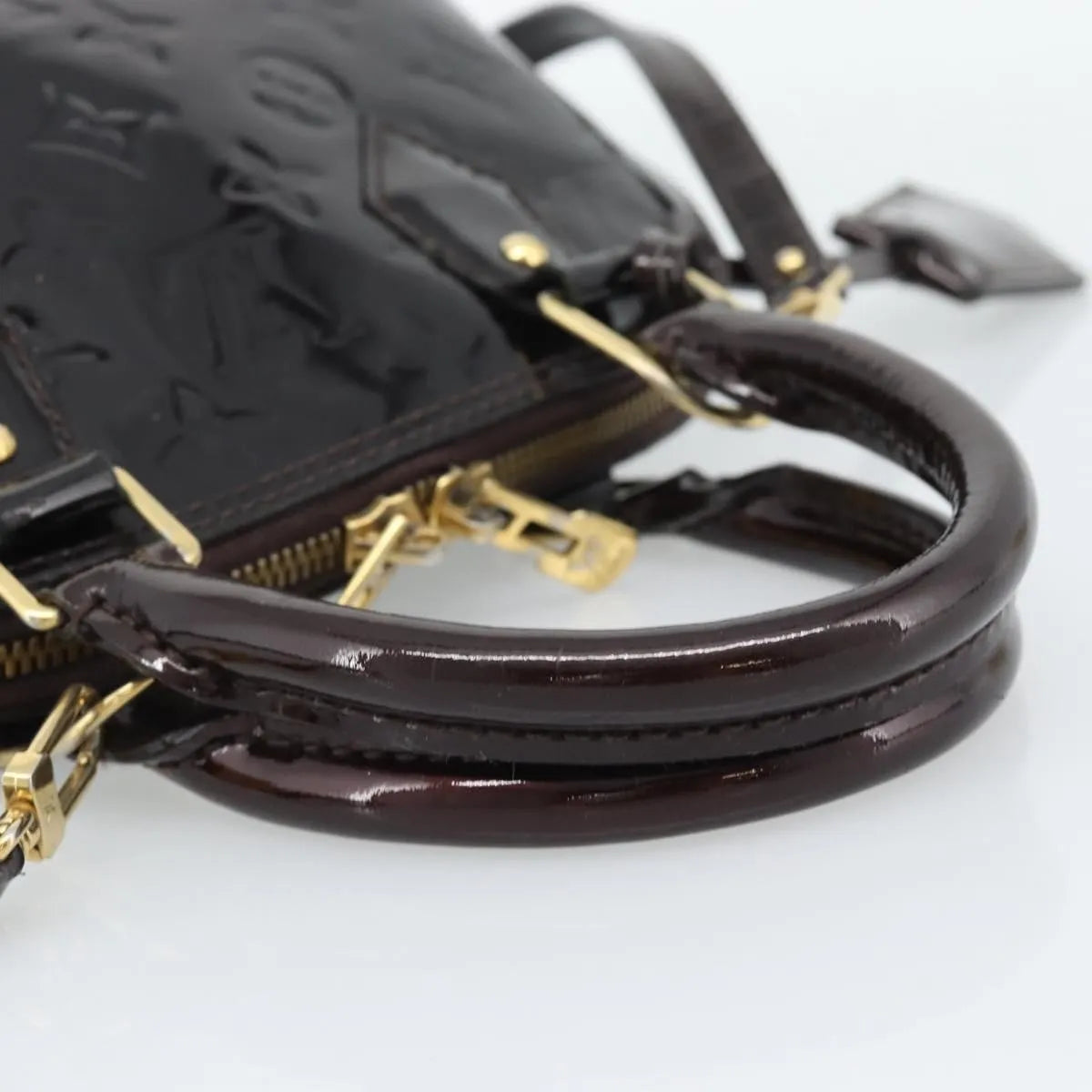 Louis Vuitton Alma Patent Leather Brown Patent_Leather Handbag (Pre-Owned)