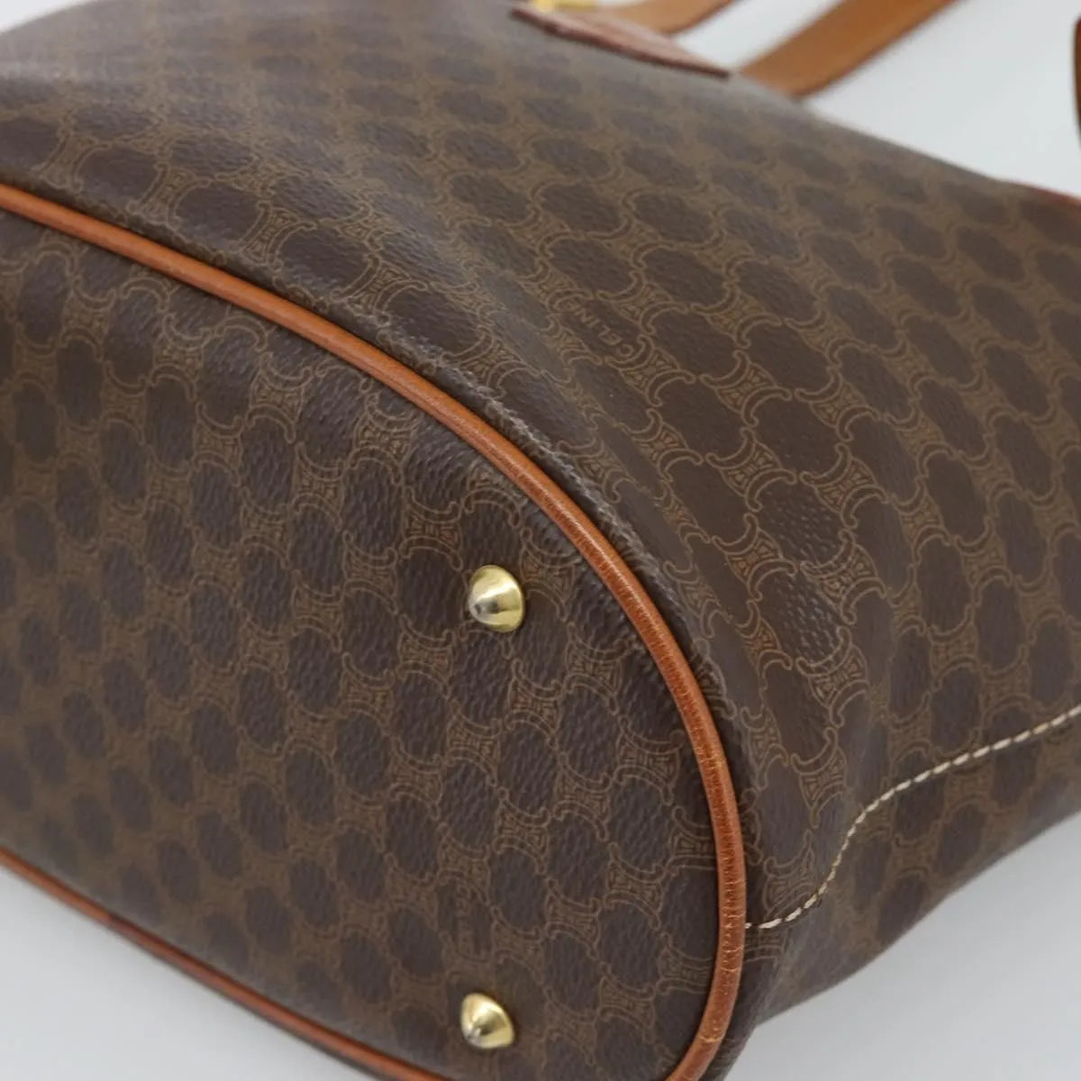 Celine Vintage Macadam Canvas And Leather Brown Canvas Tote Bag Bag (Pre-Owned)